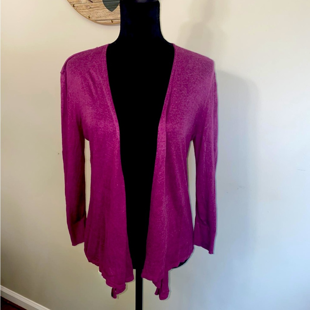 LOFT Purple Sheer Cardigan, Size Medium